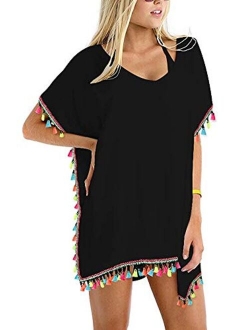 Chalier Womens Chiffon Tassel Beachwear Stylish Swimwear Bikini Swimsuit Cover up