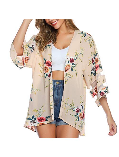 EyonMe Beach Coverups Chiffon Cardigan Kimono Summer Swimsuit for Women