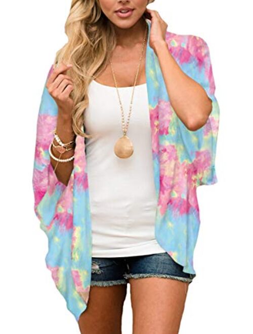 Hibluco Women's Fashion Floral Print Kimono Cardigan Long Tops Loose Cover Ups