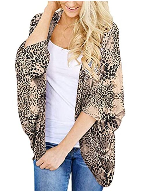 Hibluco Women's Fashion Floral Print Kimono Cardigan Long Tops Loose Cover Ups