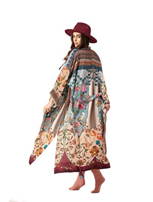 NFASHIONSO Women's Fashion Geometry Print Cover ups Tunic Kimono Cardigan Shawl