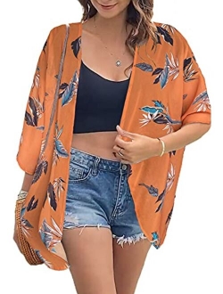 Womens Kimono Beach Cover Up Chiffon Cardigan Floral Tops Loose Capes