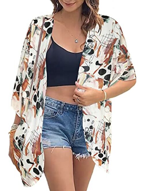 Womens Kimono Beach Cover Up Chiffon Cardigan Floral Tops Loose Capes