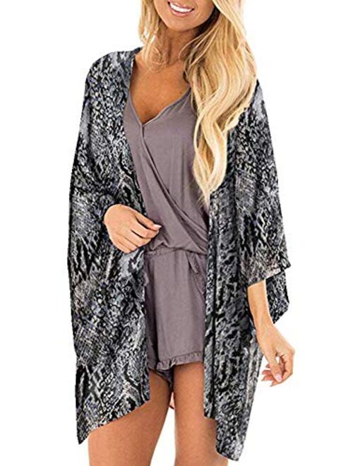 Womens Kimono Beach Cover Up Chiffon Cardigan Floral Tops Loose Capes