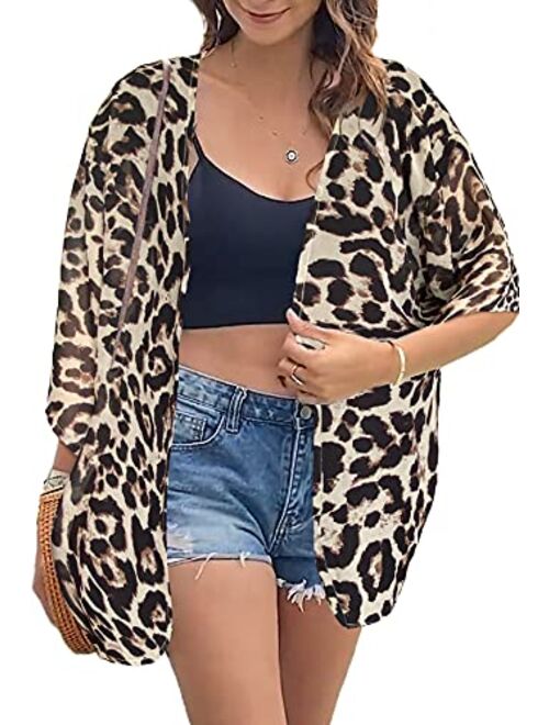 Womens Kimono Beach Cover Up Chiffon Cardigan Floral Tops Loose Capes