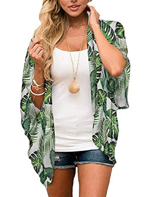 Womens Kimono Beach Cover Up Chiffon Cardigan Floral Tops Loose Capes