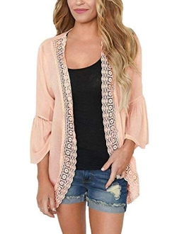 Camisunny Women Kimono Cardigan Floral Printed Casual Loose Beachwear Cover ups Tops