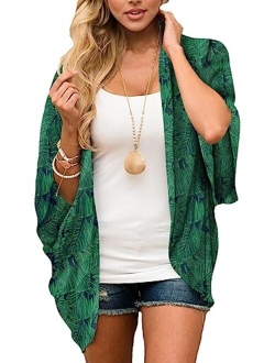 Camisunny Women Kimono Cardigan Floral Printed Casual Loose Beachwear Cover ups Tops