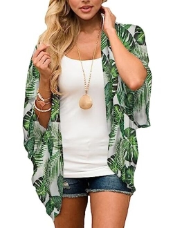 Camisunny Women Kimono Cardigan Floral Printed Casual Loose Beachwear Cover ups Tops