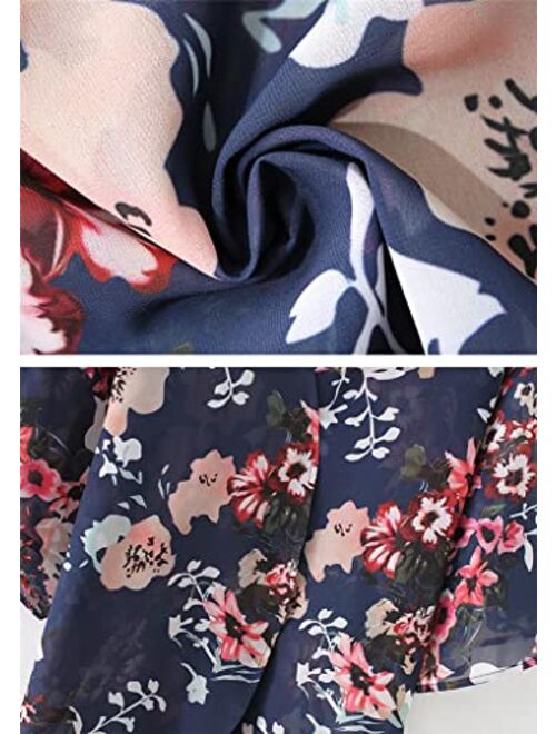 Camisunny Women Kimono Cardigan Floral Printed Casual Loose Beachwear Cover ups Tops