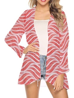 Spmor Women's Chiffon Boho Kimono Cardigan Beach Cover Shawl