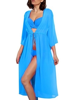 Upopby Women's Chiffon Long Swimsuit Cover Up Beach Swimwear Bikini Coverups Cardigan