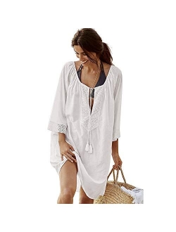 QBSM Women's Flowy Chiffon Rayon Boho Kimono Cardigans, Beach Swimsuit Bathing Suits Swimwear Cover Ups