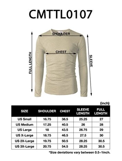 H2H Men Casual Slim Fit T-Shirt Long Sleeve Spandex Blended Henely T-Shirt