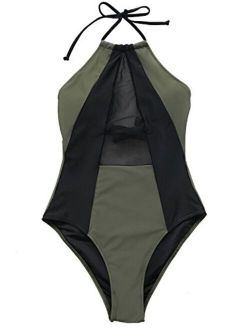 Women's Take My Heart Mesh One-Piece Swimsuit Beach Swimwear Bathing Suit