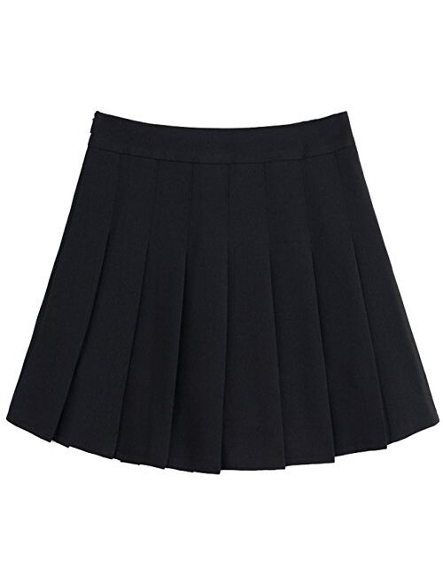 chouyatou Women's Simple High Waist All Around Pleated A-Line Skirt