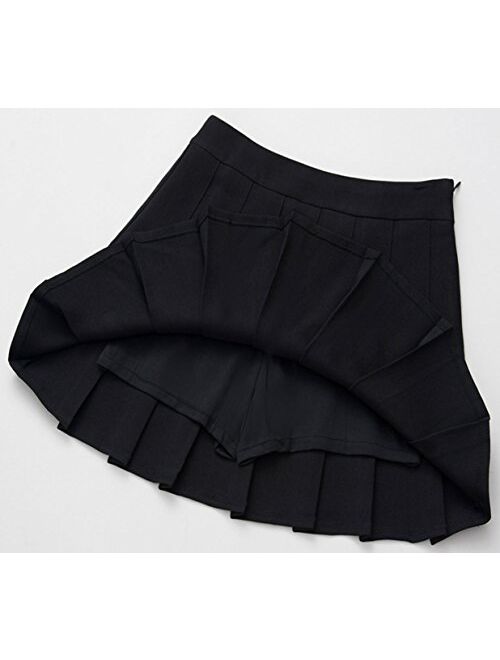 chouyatou Women's Simple High Waist All Around Pleated A-Line Skirt