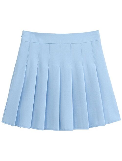 chouyatou Women's Simple High Waist All Around Pleated A-Line Skirt