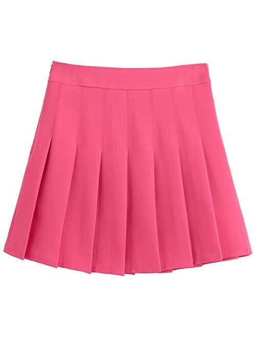 chouyatou Women's Simple High Waist All Around Pleated A-Line Skirt