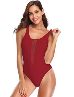 Brazilian One Piece Swimsuits Women's Retro Bikini With High-Cut & Low Back