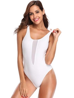 Brazilian One Piece Swimsuits Women's Retro Bikini With High-Cut & Low Back