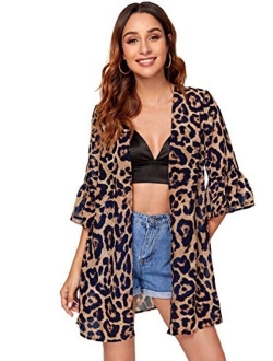 Women's Striped Beach Wear Cover up Longline Kimono Cardigan