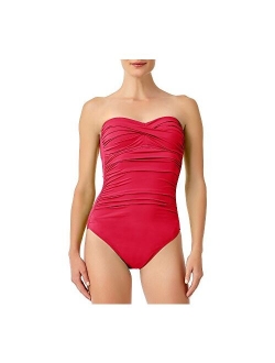 Women's Twist Front Shirred One Piece Swimsuit