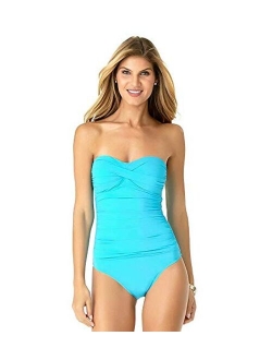 Women's Twist Front Shirred One Piece Swimsuit