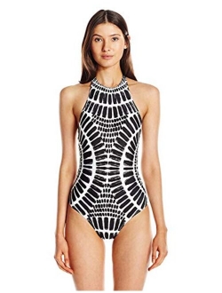 Women's High Neck Halter One Piece Swimsuit