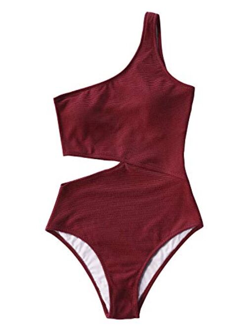 CUPSHE Women's Candy Rain One Shoulder One-Piece Swimsuit Bathing Suit