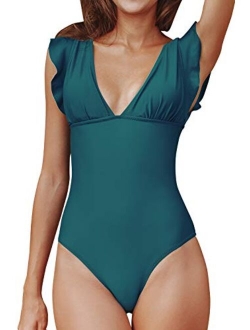 Women's Royal Elegance V Neck One Piece Swimsuit