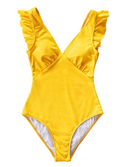 CUPSHE Women's Royal Elegance V Neck One Piece Swimsuit