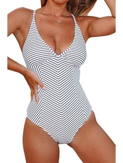 Women's Simple Living Stripe One-Piece Swimsuit Bathing Suit