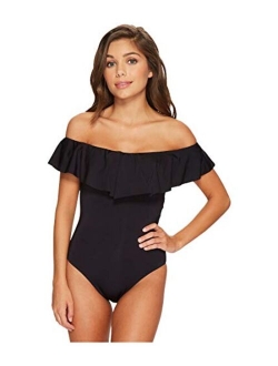 Women's Off Shoulder Ruffle Bandeau One Piece Swimsuit