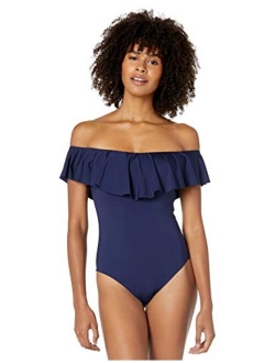 Women's Off Shoulder Ruffle Bandeau One Piece Swimsuit