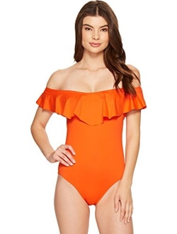 Women's Off Shoulder Ruffle Bandeau One Piece Swimsuit