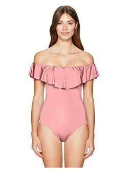 Women's Off Shoulder Ruffle Bandeau One Piece Swimsuit