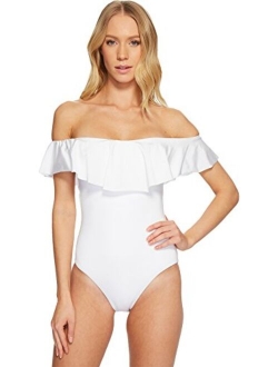 Women's Off Shoulder Ruffle Bandeau One Piece Swimsuit