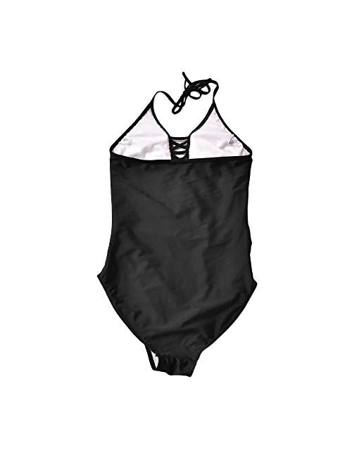 zenicham Women's Maternity One Piece Halter Ruched Swimsuit Bathing Suit