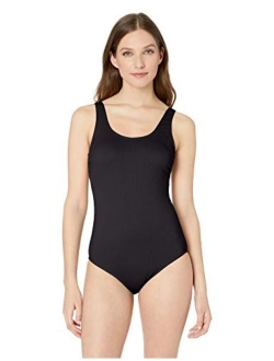 Ribbed One-Piece Swimsuit, Classic Bathing Suit, Women's Swimwear