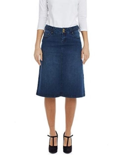 ESTEEZ Womens Denim Skirt Relaxed A-Line Jean - Modest - Below Knee Opaque - Sydney