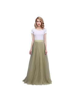 honey qiao Womens Maxi High Waist Skirts Blush Tulle Holiday Formal Skirt