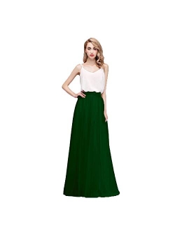 honey qiao Womens Maxi High Waist Skirts Blush Tulle Holiday Formal Skirt