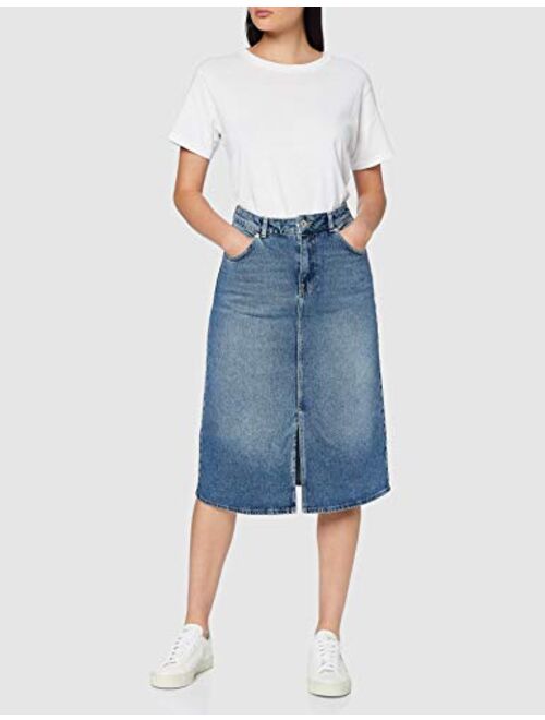 Amazon Brand - find. Women's Slim Fitting High Waist Denim Midi Skirt