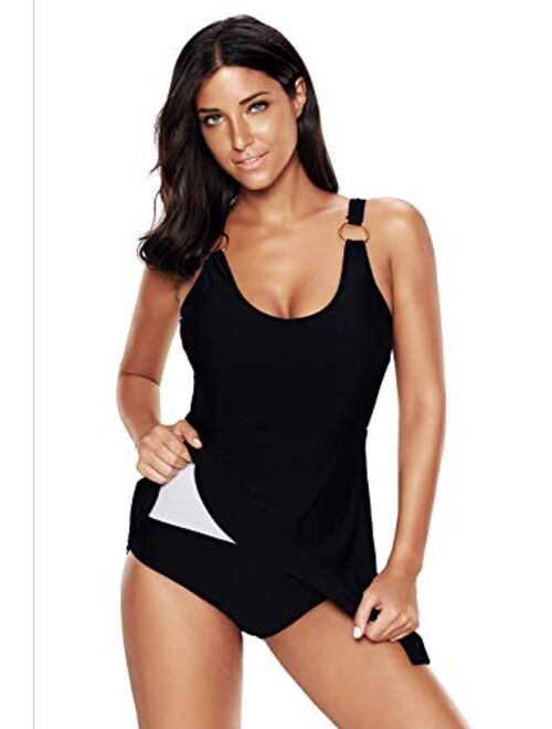 Double Couple One Piece Swimsuits for Women Swimwear Swimdress Plus Size Bathing Suit Dress