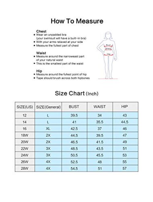 PERONA Women's Plus Size Swimsuits Shaping Body One Piece Swim Dresses Print Swimwear