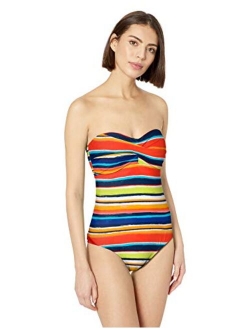 Women's Twist Front Bandeau One Piece Swimsuit