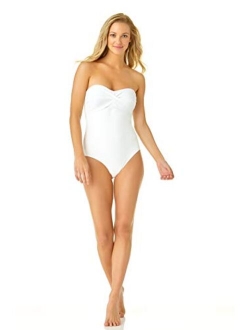 Women's Twist Front Bandeau One Piece Swimsuit