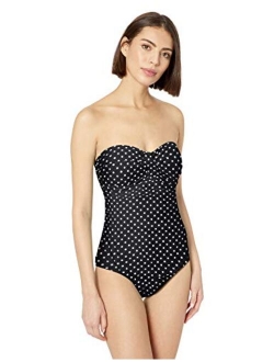 Women's Twist Front Bandeau One Piece Swimsuit