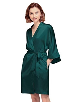 AW BRIDAL Women's Silky Robe, Satin Kimono Bathrobe for Wedding Party Brides Bridesmaids Loungewear